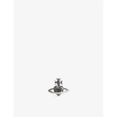 Vivienne Westwood Mens Fabianno Brass Single Stud Earring Ruthen Trnsprnt Blk Dia