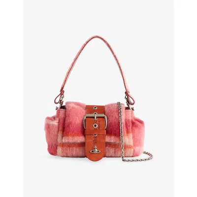 Vivienne Westwood Mens Fraser Pink Hazel Treasure Wool-blend Top-handle Bag