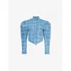 Vivienne Westwood Mens Grid/blue Filli Brand-print Relaxed-fit Denim Jacket In Grid/blue