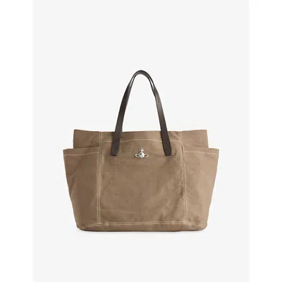 Vivienne Westwood Mens Henry Medium Canvas Tote Army Green