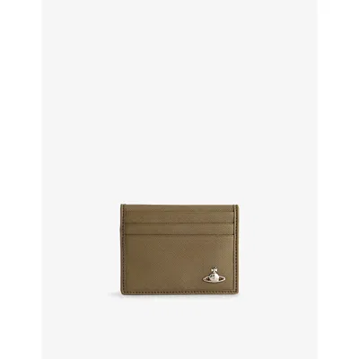 Vivienne Westwood Mens Khaki Orb-plaque Faux-leather Card Holder