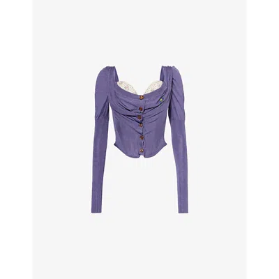 Vivienne Westwood Mens  Bea Corset Heart-shape Wool-blend Knitted Cardigan In Lavender