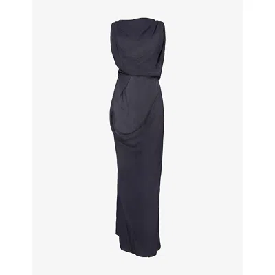 Vivienne Westwood Mens Long Ford Draped Modal And Silk-blend Maxi Dress Vintage Black