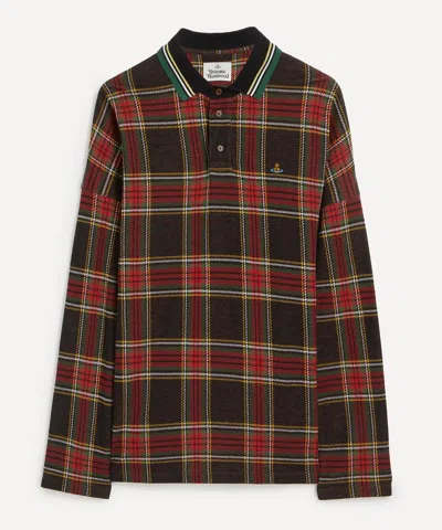 Vivienne Westwood Mens Long-sleeve Tartan Polo In Red