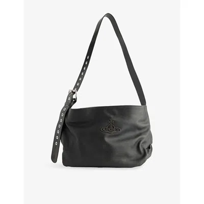 Vivienne Westwood Mens Maxime Medium Leather Cross-body Bag Off Black