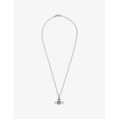 Vivienne Westwood Mens Mayfair Bas Relief Brass Pendant Necklace Rhodium Gunmtl Mntna Cry