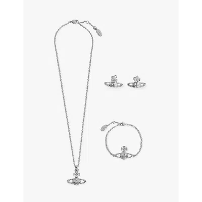 Vivienne Westwood Mens  Jewellery Mayfair Bas Relief Bundle Brass And Crystals Hamper - 3 Items Inclu In Crystal/rhodium