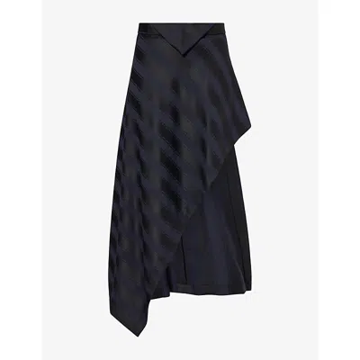 Vivienne Westwood Mens Midnight Blue Black Cassandra Striped Wool Midi Skirt