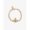 Vivienne Westwood Mens Mini Bas Relief Chain-link Brass And Cubic Zirconia Bracelet Gold Colorado Topaz In Gold Colorado Topaz