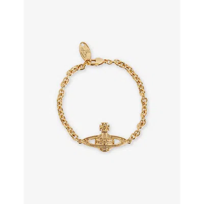 Vivienne Westwood Mens Mini Bas Relief Chain-link Brass And Cubic Zirconia Bracelet Gold Colorado Topaz