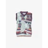 Vivienne Westwood Mens Multi Broken Fair Isle V-neck Wool, Linen And Cotton Vest