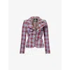 Vivienne Westwood Mens Multi Drunken Check Linen Jacket In Purple