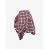 Vivienne Westwood Nymph Asymmetric Gathered Checked Linen And Cotton-blend Mini Skirt In Multi