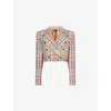 Vivienne Westwood Cropped Multicolor Plaid Jacket With Double-breasted Front In Neutral