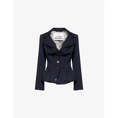Vivienne Westwood Mens Navy Drunken Draped Wool Jacket