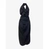 Vivienne Westwood Halter Galatea Dress Wool Gauze Navy Blue 44 Women In Black