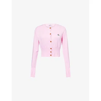 Vivienne Westwood Mens Pink Bea Cropped Cotton And Cashmere-blend Knit Cardigan