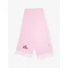 Vivienne Westwood Mens Pink Brand-embroidered Fringed Wool Scarf In Pink