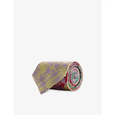 Vivienne Westwood Mens Patterned Silk Tie Pink In Multi