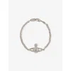 Vivienne Westwood Silver Mini Bas Relief Chain Bracelet In Platinum / Crystal