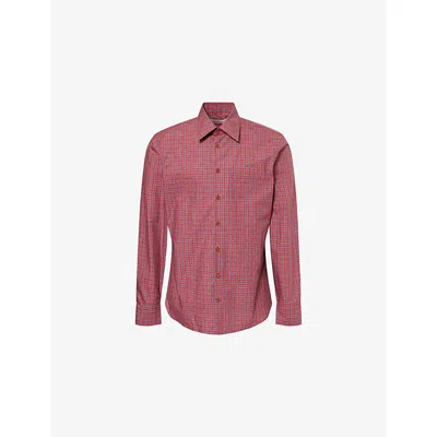 Vivienne Westwood Mens Red Ghost Checked Cotton Shirt In Brown