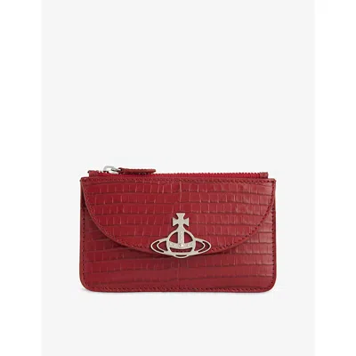 Vivienne Westwood Mens Red Half Moon Leather Card Holder