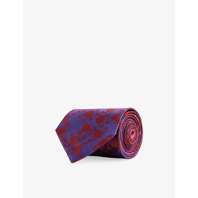 Vivienne Westwood Mens Patterned Silk Tie Red In Blue