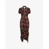 Vivienne Westwood Pulling Dress Tartan Piquet Red-green Xl Women In Multi