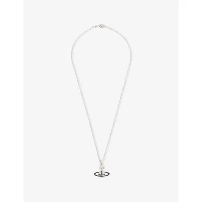 Vivienne Westwood Mens  Man. Mayfair Bas Relief Rhodium-plated Brass And Crystal Pendant Necklace