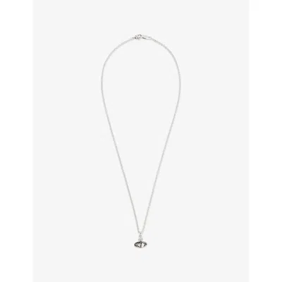 Vivienne Westwood Mens Rhod/ Gunmetal / Crystal Man. Mayfair Small Orb Rhodium-plated Brass And Crystal Pendant Neckla