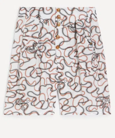 Vivienne Westwood Romario Bermuda Shorts Printed Tana Lawn White-wiggle Xxl Unisex In Neutral