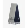 Vivienne Westwood Mens Mineral Grey Single Orb Double Face Wool Scarf In Blue