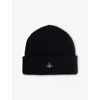 Vivienne Westwood Mens Black Sporty Orb-embroidery Wool Beanie