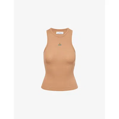 Vivienne Westwood Mens Cardboard 90s Scoop-neck Cotton-jersey Vest Top In Brown