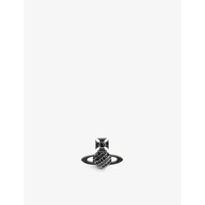 Vivienne Westwood Mens Assita Platinum-plated Brass Single Earring Antique Plat Black Diam
