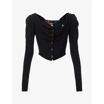 Vivienne Westwood Mens  Bea Corset Cotton-and-cashmere Cardigan In Black