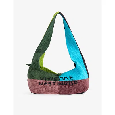 Vivienne Westwood Mens  Ellie Embroidered Knitted Shoulder Bag In Multi Patchwork