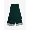 Vivienne Westwood Mens Dark Green Embroidered Fringed Wool Scarf In Dark Green