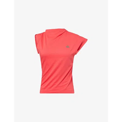 Vivienne Westwood Mens Tomato Red Hebo Asymmetric Cotton-jersey T-shirt