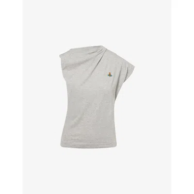 Vivienne Westwood Mens Grey Melange Hebo Asymmetric Cotton Top In Gray