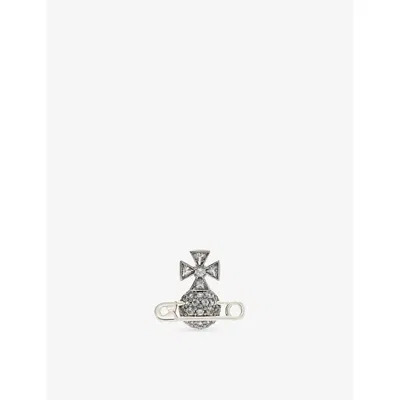 Vivienne Westwood Mens  Hectorina Brass Single Stud Earring In Ruthenium Platinum Grey