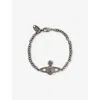 Vivienne Westwood Mens Man Mini Bas Relief Chain-link Brass And Cubic Zirconia Bracelet Ruthenium Black Diamond In Ruthenium Black Diamond