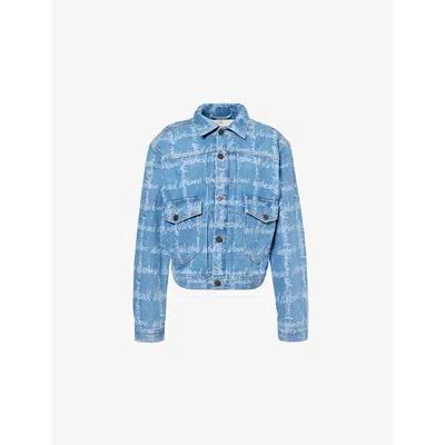 Vivienne Westwood Light Blue Denim Jacket With Logo Print And Tailored Details