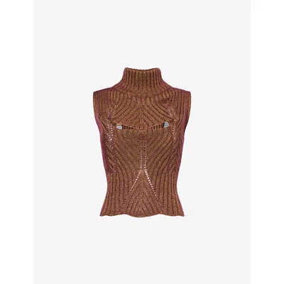 Vivienne Westwood Mens Gold Mary Funnel-neck Silk-blend Corset Top
