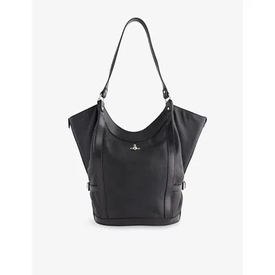 Vivienne Westwood Mens Black Olive Large Leather Shoulder Bag