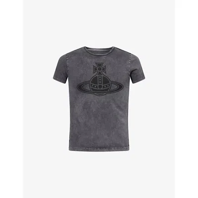 Vivienne Westwood Mens Ghost Paris Orb Graphic-print Cotton T-shirt Xl In Gray