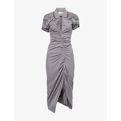 Vivienne Westwood Mens  Polo-collar Pulling Cotton Midi Dress In Melange Tobacco