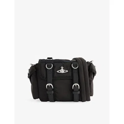 Vivienne Westwood Mens  Rocky Canvas Satchel In Black / Silver