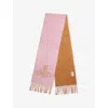 Vivienne Westwood Mens Cotton Pink Single Orb Fringed Wool Scarf In Multi