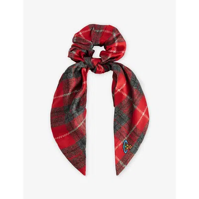 Vivienne Westwood Mens Tartan Silk Scrunchie Aw24-red